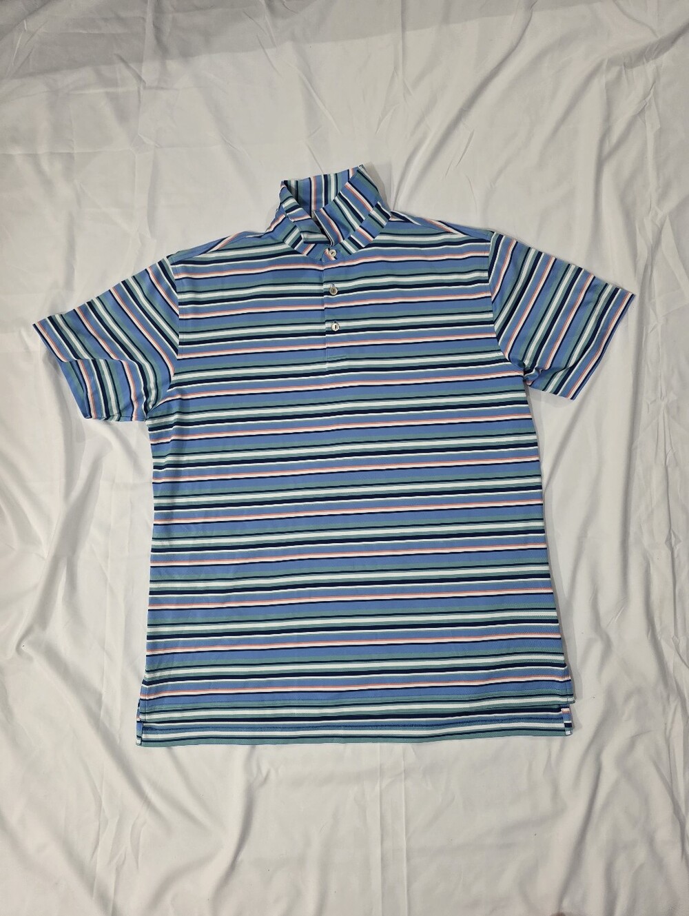 Peter Millar Summer Comfort Polo Shirt Men's Candy Stripe Stretch Performance